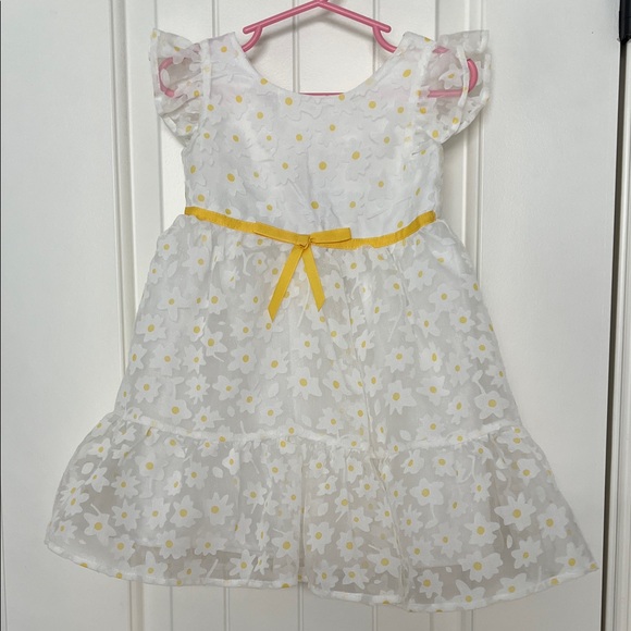 Blueberi Boulevard White and Yellow Floral Kids Dress - Picture 1 of 4